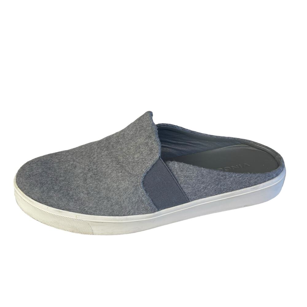 Vince Blair Slides Grey Wool Slip-On Backless Sneakers Flats Shoes Size 8.5